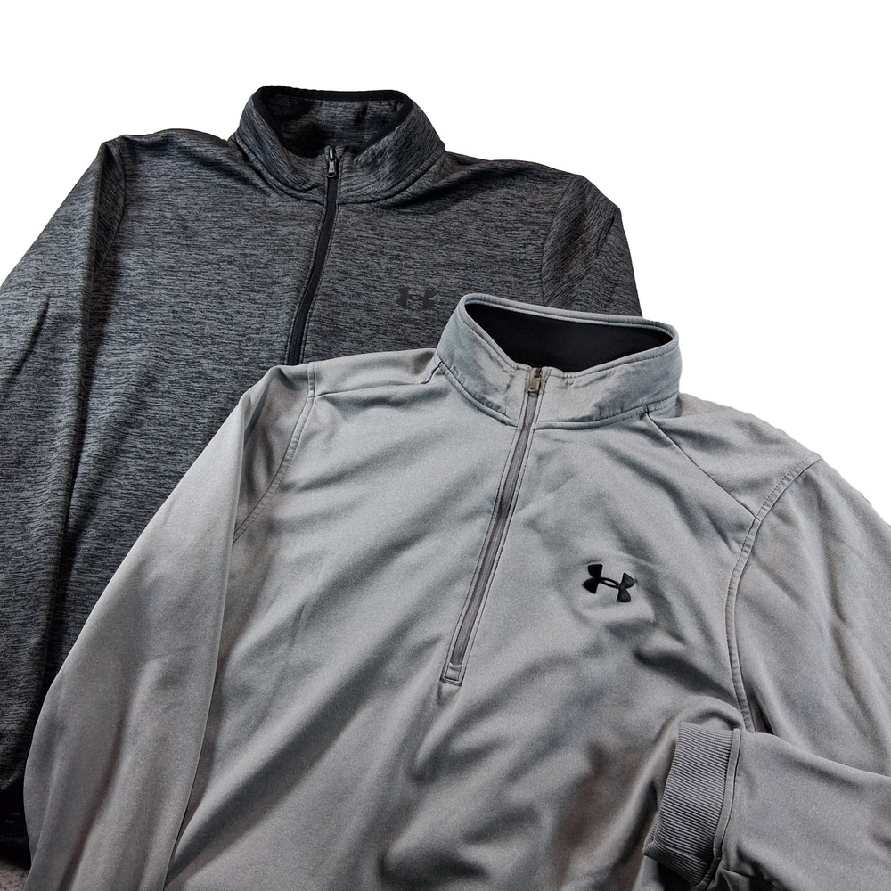 Under Armour Quarter Zip Pullover Mens XL Gray Lot of 2 ColdGear Loose Fit